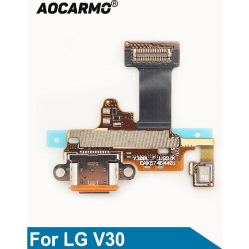 Aocarmo For LG V30 USB Charging Port Charger Dock Connector Mic Microphone Flex Cable Circuit Board Replacement Parts