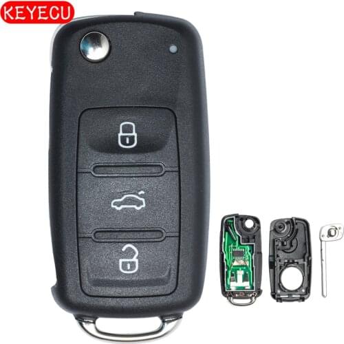 Keyecu Folding Remote Car Key Fob 3 Button 434MHZ ID48 for Volkswagen Beetle Caddy Golf Jetta 2011-2013 5K0 837 202 Q