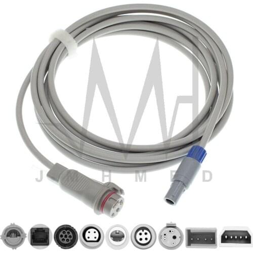 Compatible with 5Pin HUANAN MEDICAL Abbott,Uath,Edward,BD PVB IBP pressure transducer adapter cable