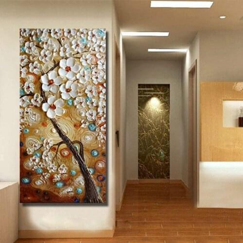 Handmade Modern Canvas on Oil Painting Palette knife Tree 3D Flowers Paintings Home living room Decor Wall Art 168031