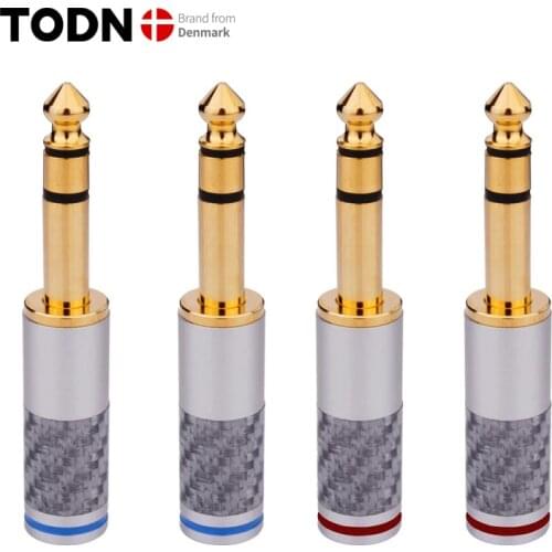 TODN 2PCS Audiophile Eutectic Carbon Fiber Rhodium Plated Speaker RCA Male Plug Solder Wire Connector Splice Adapter Audio Jack