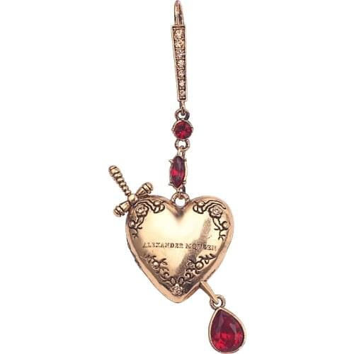 A Piece Vintage Heart Sword Drop Earrings Jewelry For Women Gold Color Heart Water Droplets Earring Design Party Single Earrings