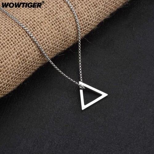 WOWTIGER Hollow triangle pendant men Necklace Couple Hip Hop Punk Geometric Pendant Necklaces for Women Men chain Gift Jewelry