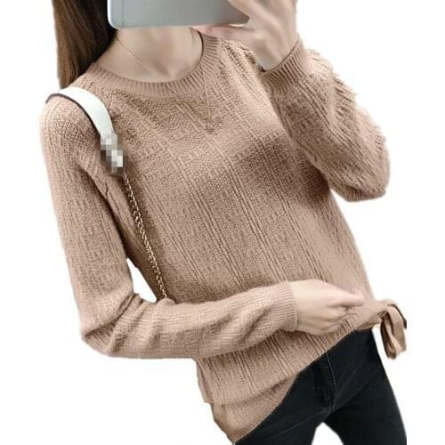 ZB4205 new spring and autumn 2020 long-sleeved loose round-neck womens fashion simple pure color sweater cheap wholesale