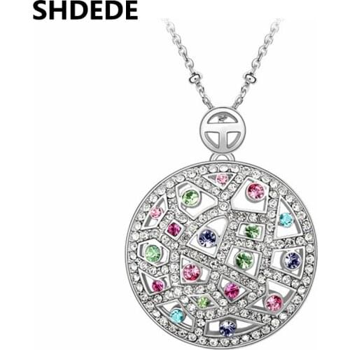 SHDEDE Big Round Crystal from Swarovski High Quality Necklaces Pendants For Women Vintage Fashion Brand Jewelry -3542