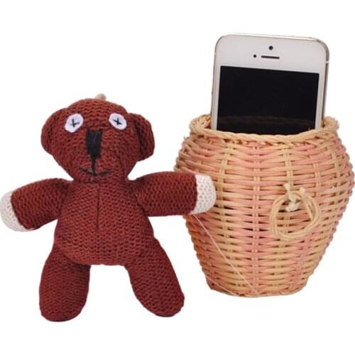 1pc 10cm Mr Bean Teddy Bear pendant phone keychain Animal Stuffed Plush Toy, Brown Figure Doll Child Christmas Gift Toys