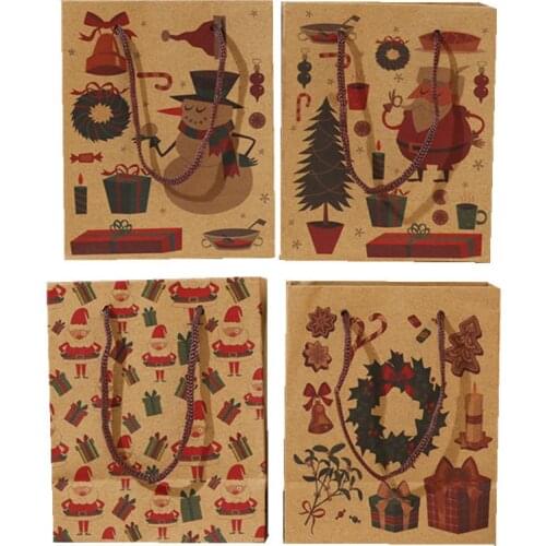 1PC Christmas Gift Bag Small Santa Claus Bag Gift Bag Exquisite Kraft Paper Children Gift Bag Christmas Decorations for Home Hot