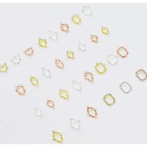 10Pcs Nail Crystal Love Heart/Diamond/Oval Hollow Nail Art Charms Gems Rhinestones Manicure Studs For 3D Nail Art Jewellery ZY77