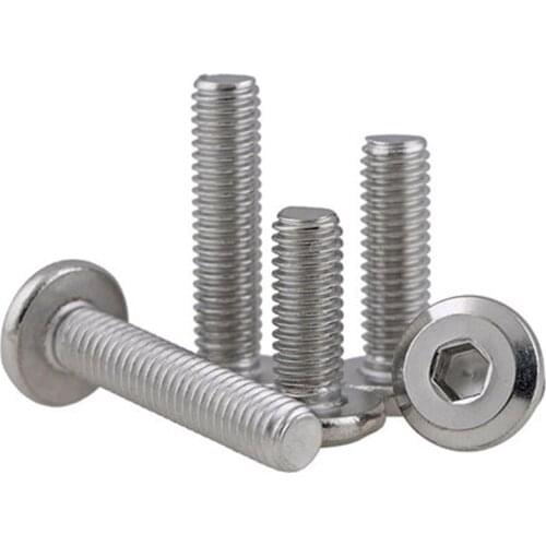 2pcs M8 304 Stainless steel Flat round head hex Furniture screw Oblique large flats socket heads cap screws Flange bolt 12-60mm
