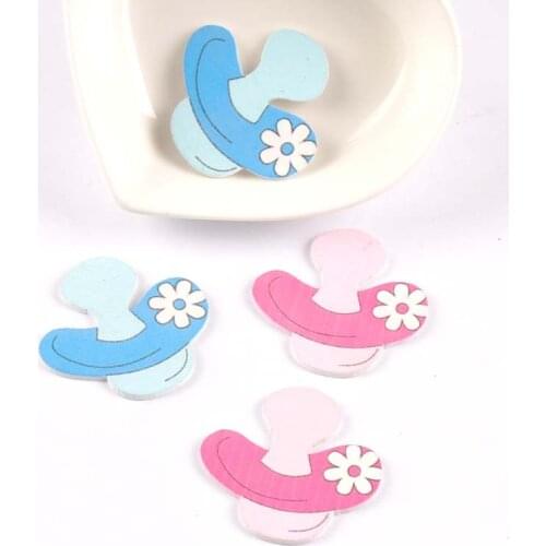 20pcs Wooden Ornament No Hole Blue/pink Pacifier Baby Painting For Scrapbook Wood DIY Crafts Decor Embellishment 35mm M1940