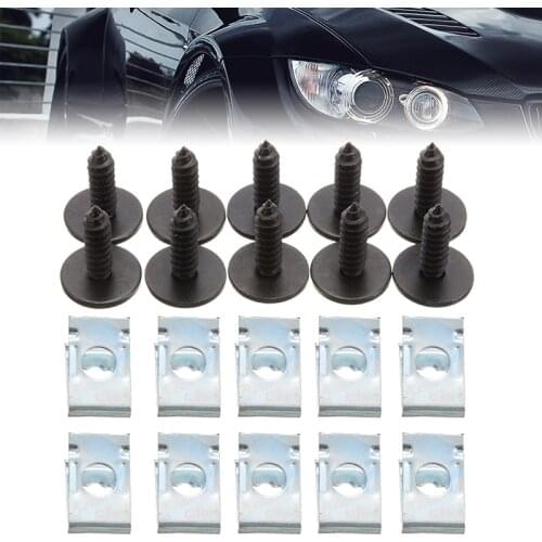 20pcs Chassis Engine Guard Metal Nut/Screw Washers U-shape Clip Set Fit for BMW Car Guard Screws & Clips
