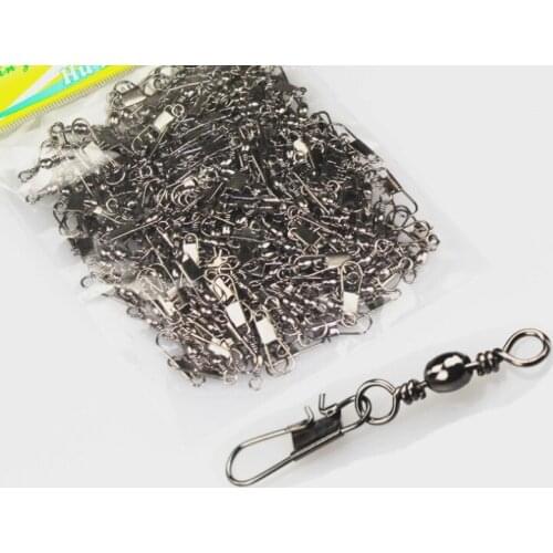 200pcs 4# 5# 8# 10# Interlock Snap Ball Bearing Swivel Rolling Solid Rings Fishing Connector Boat Fishing Accessory