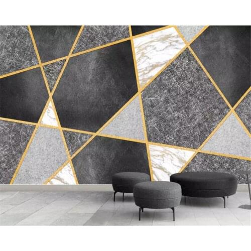 Beibehang Customized 3D modern minimalist wallpaper gold mosaic geometric marble TV sofa background decoration papel de parede