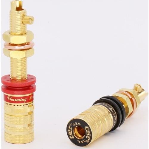 4Pcs CMC-838-L 24K gold plated long Binding posts speaker terminal connector