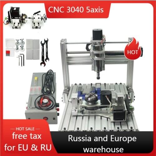 5Axis CNC 3040 Router Machines 5 Axis DIY CNC PCB PVC Milling MINI Full Metal Engraving Machine DIY Hobby 5th 4th Axis Engraver