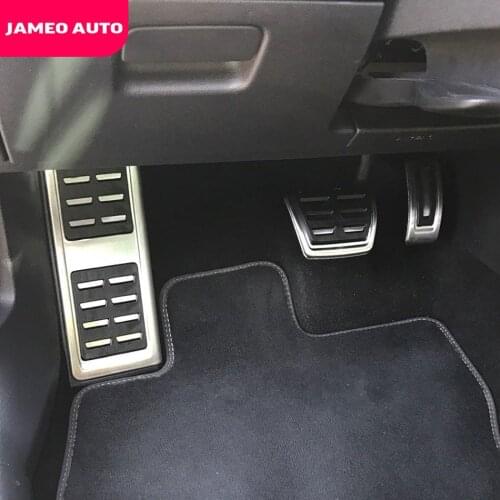 Jameo Auto Stainless Steel Car Fuel Brake Pedal Rest Foot Pedals Cover for Volkswagen VW Skoda Kodiaq 2016 2017 2018 2019 2020
