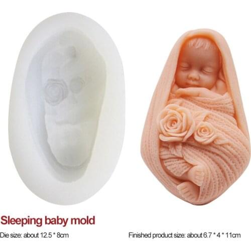 Mothers Day Sleeping Diapers Baby Modeling 3D Epoxy Resin Mould DIY Handmade Soap Candle Silicone Mold Cake Decorating Tools