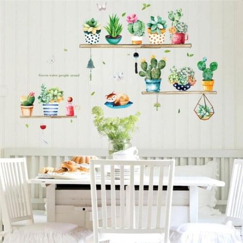 DIY Garden Potted Plant Home Decor Wall Stickers For Living Room Wall Sticker Flower Kitchen PVC Wall Decals Decoration