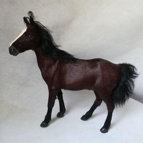 Real life toy polyethylene&furs dark brown horse about 26x22cm model handicraft home decoration birthday gift b2029