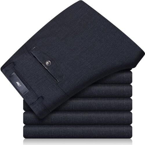 Dress Pants for Men 2020 Spring Autumn High Elastic Knitting Fashion Male Suit Pants Casual Pants Straight Trousers Overalls