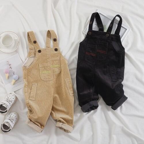 2021 New Toddler Baby Jumpsuit Spring Autumn Kids Casual Loose Corduroy Overalls Korean Solid Pants For Girl Boys Infant Overall