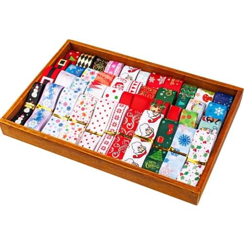 Christmas Printed Grosgrain Ribbon For Gift Wrapping Wedding Party Decoration DIY Hair Bow Random Size