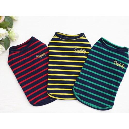 10PC/Lot Summer Pet Dog Clothes for Small Dog T-Shirts Tops Stripes Cotton Dog Vest Chihuahua Puppy Clothes