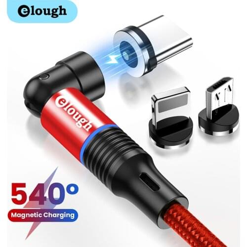 Elough Magnetic Cable 540 Rotate Micro USB Type C Cable Fast Charging For iPhone Xiaomi Poco Magnet Charger 3 in 1 USB Wire Cord
