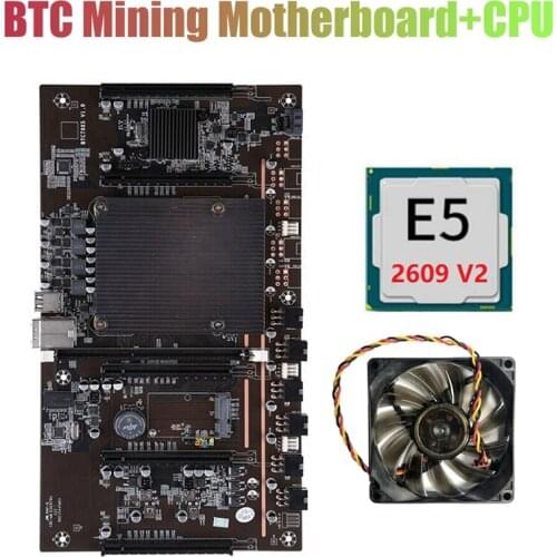 X79 H61 BTC Miner Motherboard with E5 2609 V2 CPU+Cooling Fan LGA 2011 DDR3 Support 3060 3070 3080 Graphics Card
