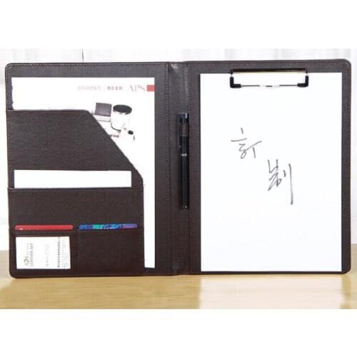 2019 Newest Leather Multi-function Conference Clip Portable folder A4 Information bag