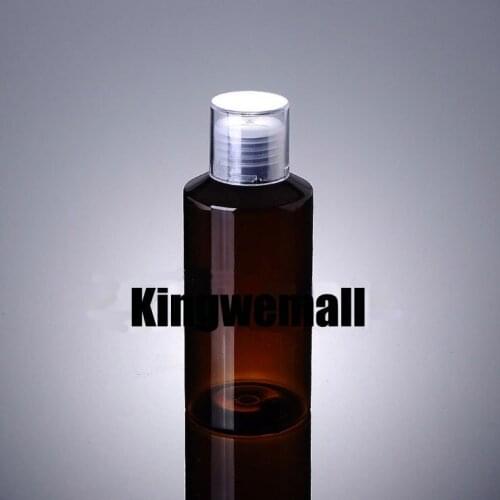 Wholesale 300pcs/lot Capacity 150ml Empty PET Brown Bottle with Double-deck Lids For Cosmetic Packaging XCI42