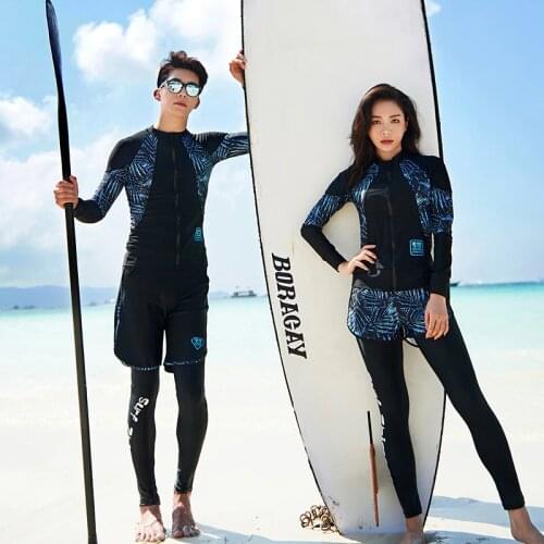 Couples Matching Rash Guard Women Men Long Sleeve Swimwear Quick Dry High Elastic Surfing Suits Beach Wear M-4XL 2021 Newest