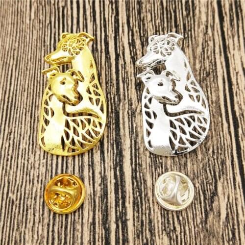 Dropship Fashion Cute Whippet Couple Broches And Pins Collar Pin Animal Brooches Jewelery Clothing Accessories Mens Gift