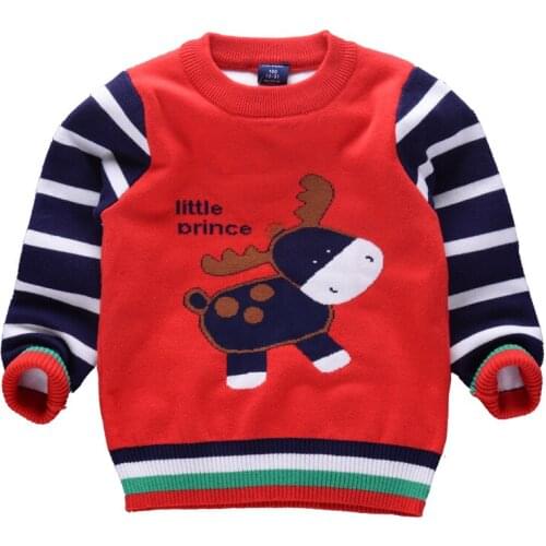 Pullover for Boys 2018 Warm Winter Christmas Costume Knitted Sweater Toddler Cartoon Animal Kids Pullover 2-7Y Baby T