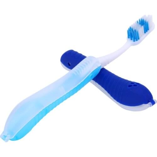 Dark Blue Foldable Toothbrush Compact Fold Folding Tooth Brush Camping Hiking Outdoor Easy To Take Adults Tooth Cleaning Tool