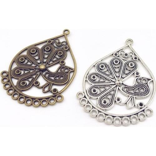 Vintage 2 pcs flower Connector charms bird Connector Pendants fit DIY handmade necklace earring bracelet charms Jewelry Making