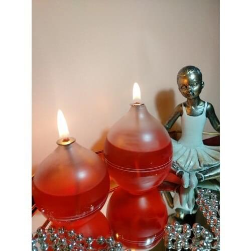 Viyale Store Frosted Moire Globe Glass Oil Lamp Dual Set