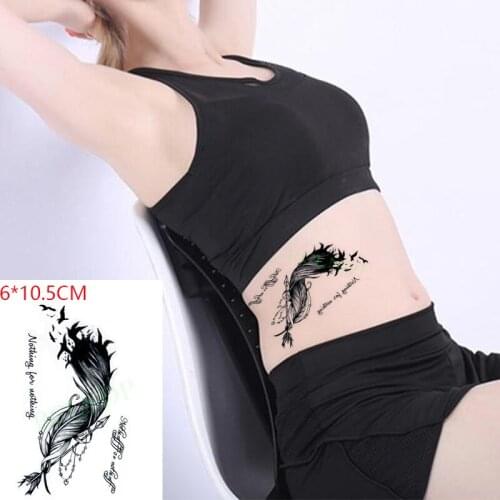 Waterproof Temporary Tattoo Sticker Feather Bird Letters Body Art Flash Tattoo Fake Tattoo for Women Men