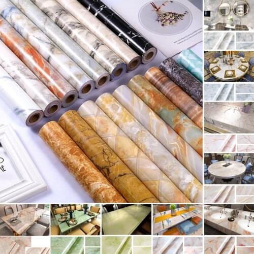 1M Waterproof Marble Wallpaper PVC Self Adhesive Film Living Room Wall Sticker Decor Kitchen Living Room Cabinet Drawer Contact