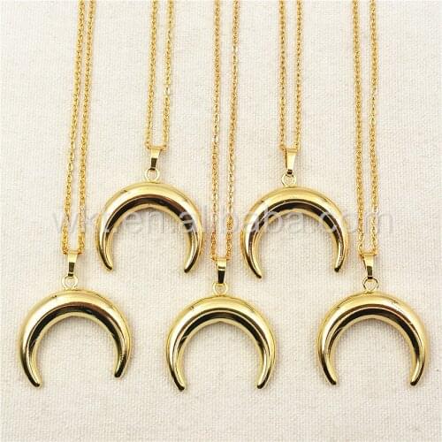 WT-N847 Wholesale Gold Dipped Horn Necklace & Pendant Jewelry,Natural Resin Gold Dipped Horn Necklace Design in High quality