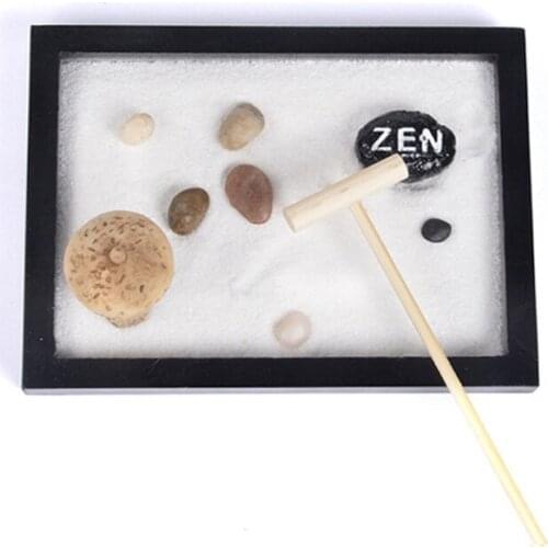 Japanese Zen Garden for Desk 6x4 Inches Large Tray White Sand River Rocks Pebbles Rake Tools Set Office Table Accessories 85DA