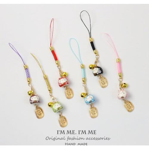 Janpanese Smart phone Wrist Strap Lanyards for iPhone Samsung Xiaomi Decor Cat Bell Mobile Phone Strap Key Rope Phone Charm Gift