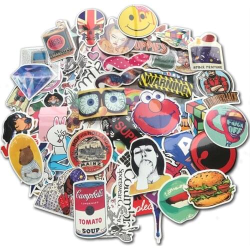 100Pcs Cool Random Stickers Vinyl Laptop Sticker Bomb for DIY Luggage Computer Skateboard Car Motorcycle Decals for Teens Adults