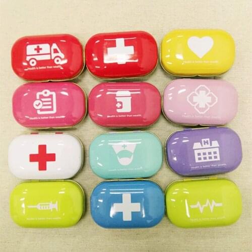 2pc/lot Iron Pill Case Meta medical kit Small medicine storage box