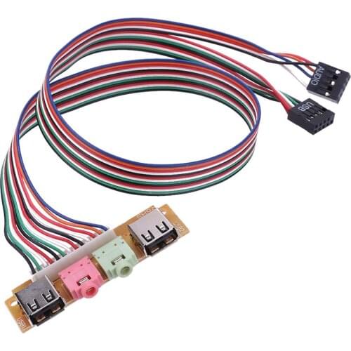 2 USB 2.0 PC Computer Case Front Panel USB Audio Jacks Port Desktop PC USB Extension Wire for Microphone Earphone Cable Cord