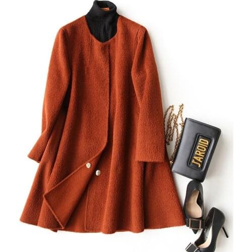 2020 Double Sided Wool Coat of Womens Cashmere Alpaca Wool Coats Women Winter Jacket Loose manteau femme 37049 WYQ1177