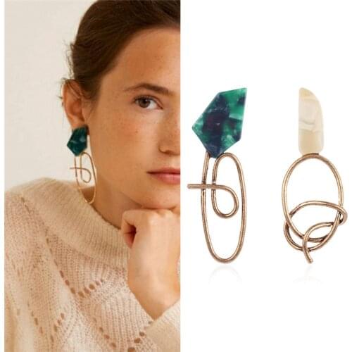 2020 new trend exaggerated irregular alloy spiral earrings with geometric asymmetry