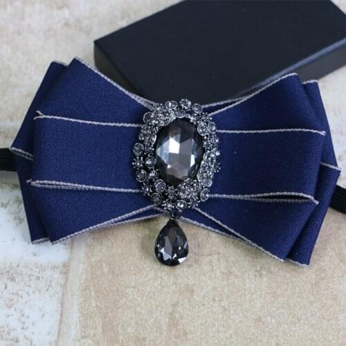 2021 British Women Business Office Wedding Party Club Chic Bowtie Necktie Accessory Men Bling Rhinestone Crystal Ribbon Bow Ties