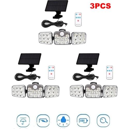 3pcs 138 led seperable remote Solar Light Outdoor Motion Sensor Recharge Solar Wall lamp Waterproof Emergency security lights St