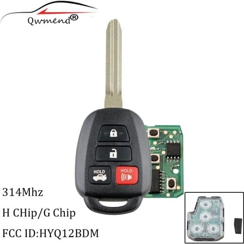 314Mhz Remote key For Toyota Camry 2012 2013 2014 2015 2016 2017 For Toyota Camry HYQ12BDM G/H Chip optional original key